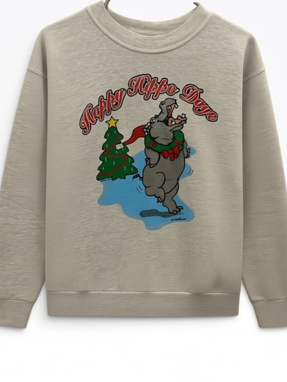VTG 1990s Christmas Hippo Graphic Crewneck Sweater